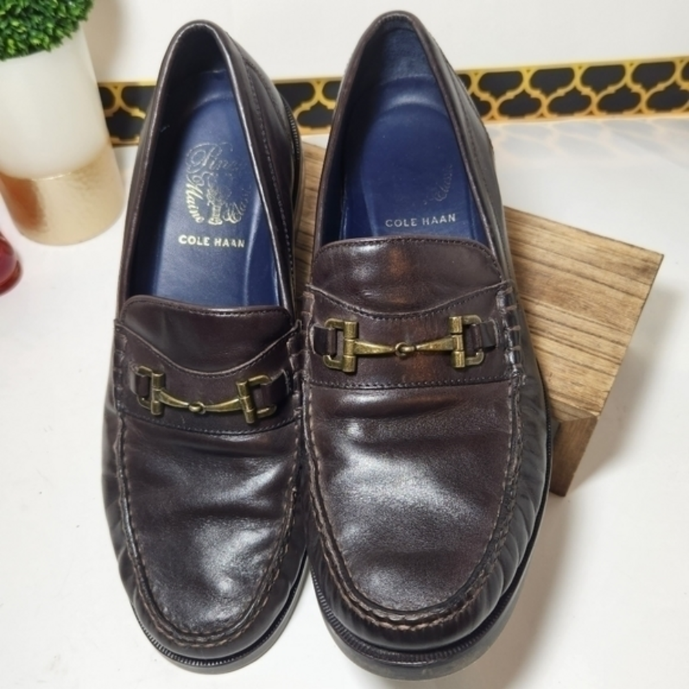 Cole Haan Driving Loafer Leather Uppers Brass Horse Bit 8 Casual Preppy Office